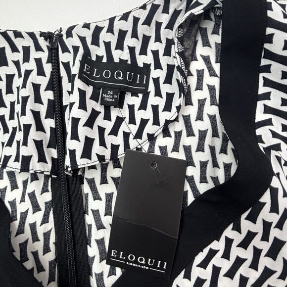 Eloquii Women's Plus 3X Black & White V-Neck Jumpsuit With Belt NEW NWT - Picture 15 of 16